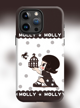 2025茉莉潮玩新款16plus我的小时候适用iPhone15Promax苹果手机壳14防摔套13磨砂黑色Molly软壳磁吸Magsafe女