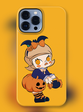 MOLLY万圣节小恶魔BJD手办适用iPhone15Promax苹果手机壳14防摔套13个性12/11可爱卡通周边盲盒南瓜女孩支架
