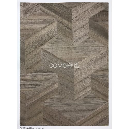 COMO 新款高级感玄关 几何天然木皮镶嵌工艺背景壁纸DE2310M208