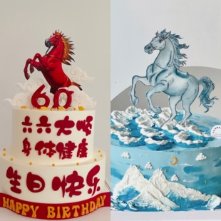 马到成功 祝福祝寿亚克力蛋糕装饰插牌跨年新春马年礼花烘焙插件