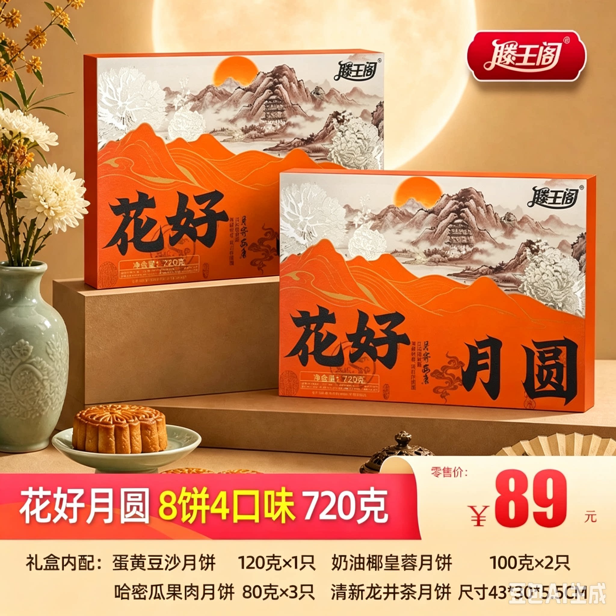 滕王阁月饼江西南昌团购福利8个月饼超值特价员工送客户花好月圆