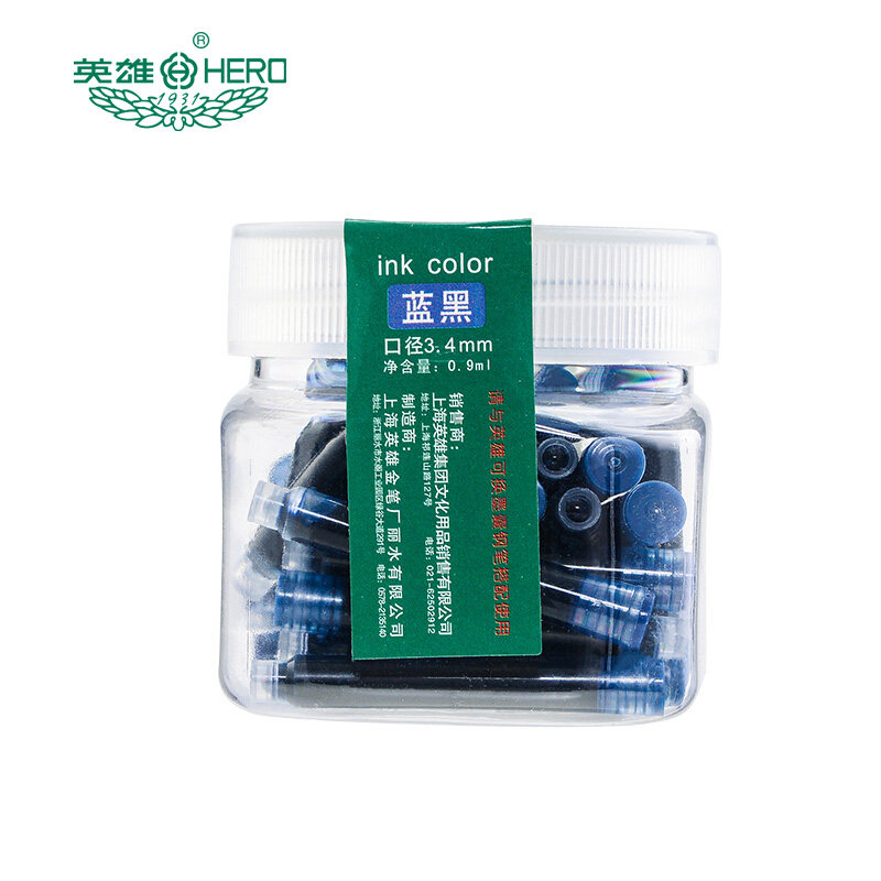 英雄（HERO）钢笔墨囊359/027/028可替换直液式换囊非碳素黑色