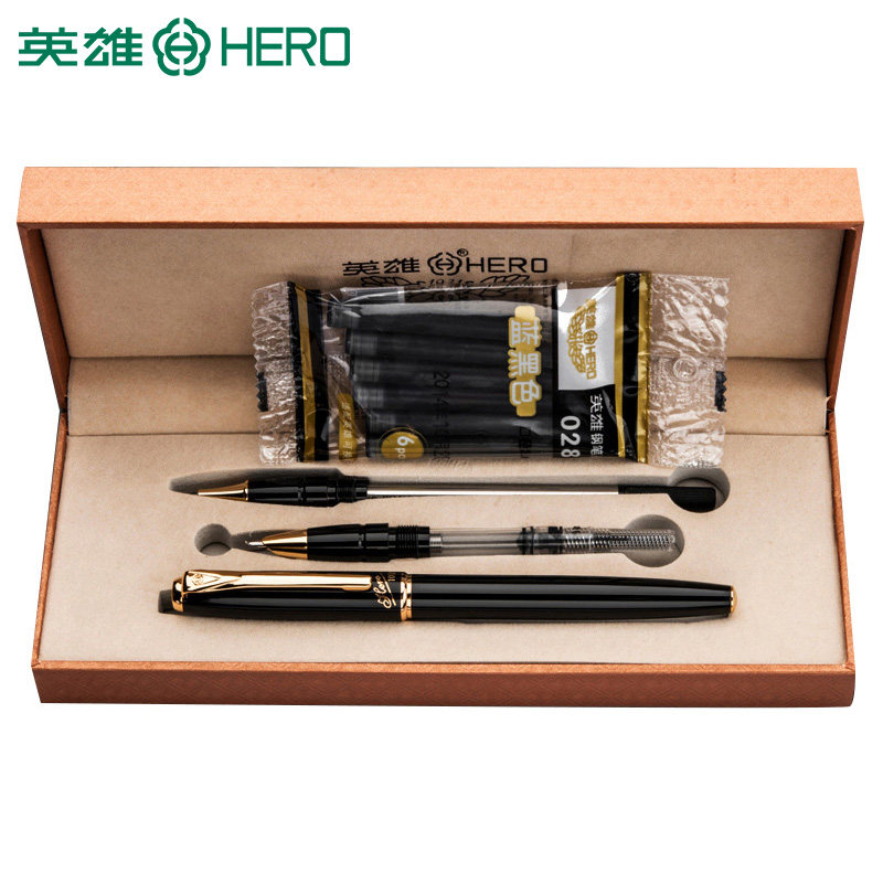 英雄钢笔官方正品1079 特细0.38mm三盒一学生用练字办公商务美工