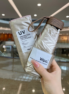 日本进口Wpc.遮阳防晒紫外线男女晴雨五折黑胶彩胶迷你超轻太阳伞