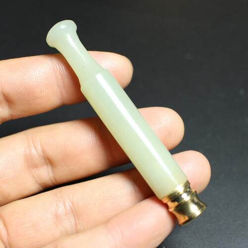 和田玉烟嘴粗细两用云海缘珠宝
