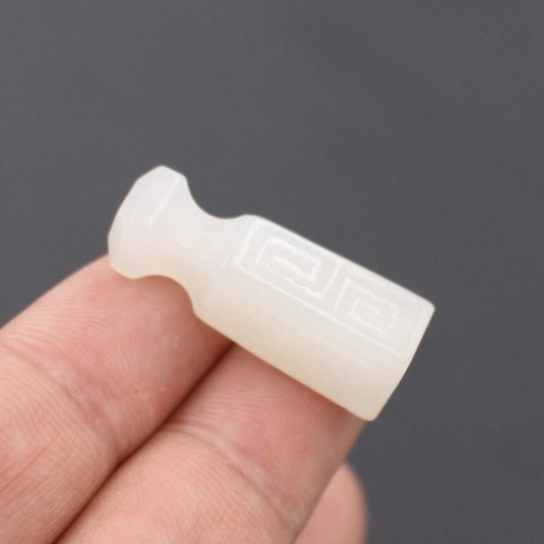 原创新疆和田白玉手工雕刻仿古纹回纹烟嘴循环过滤器粗支小烟嘴