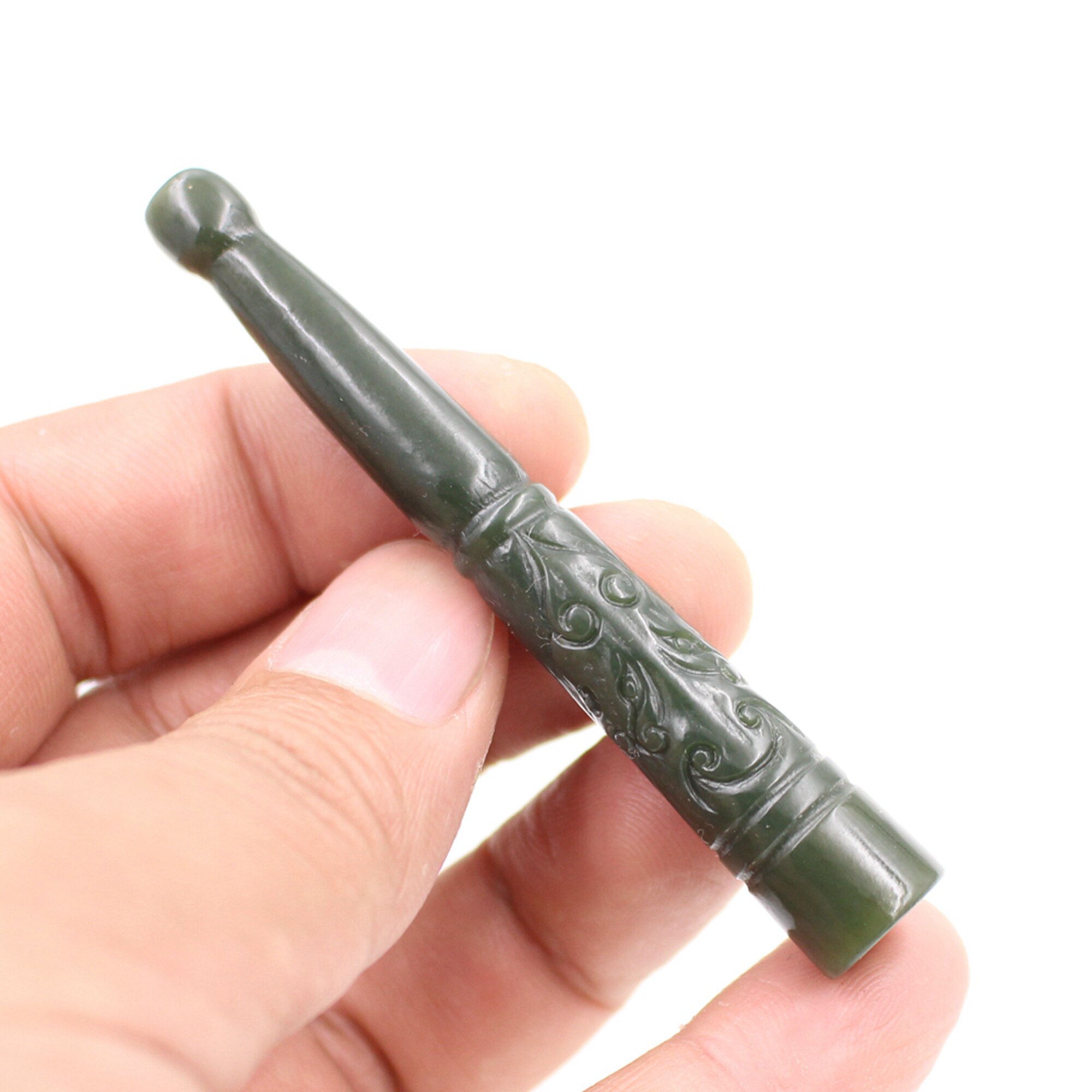 雲海缘原创天然和田玉如意烟嘴仿古工艺玉石烟嘴男女款烟杆粗烟具