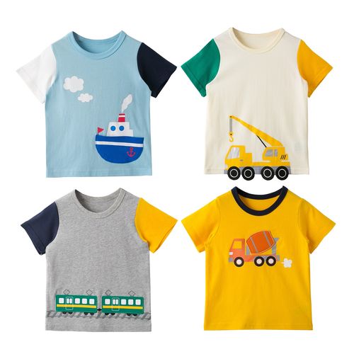 千趣家圆领卡通小汽车短袖纯棉
