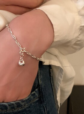 s925纯银猪鼻子银坨手链女招财银坨小众简约时尚冷淡风轻奢银手链