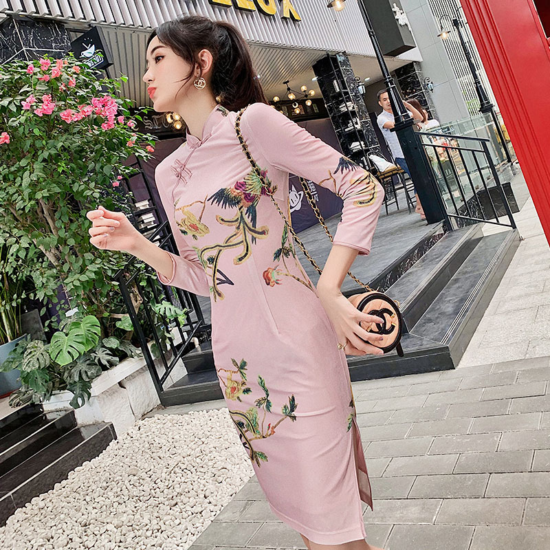 复古旗袍优雅年轻款中国风少女改良版连衣裙日常秋冬装2019年新款券后328.00元