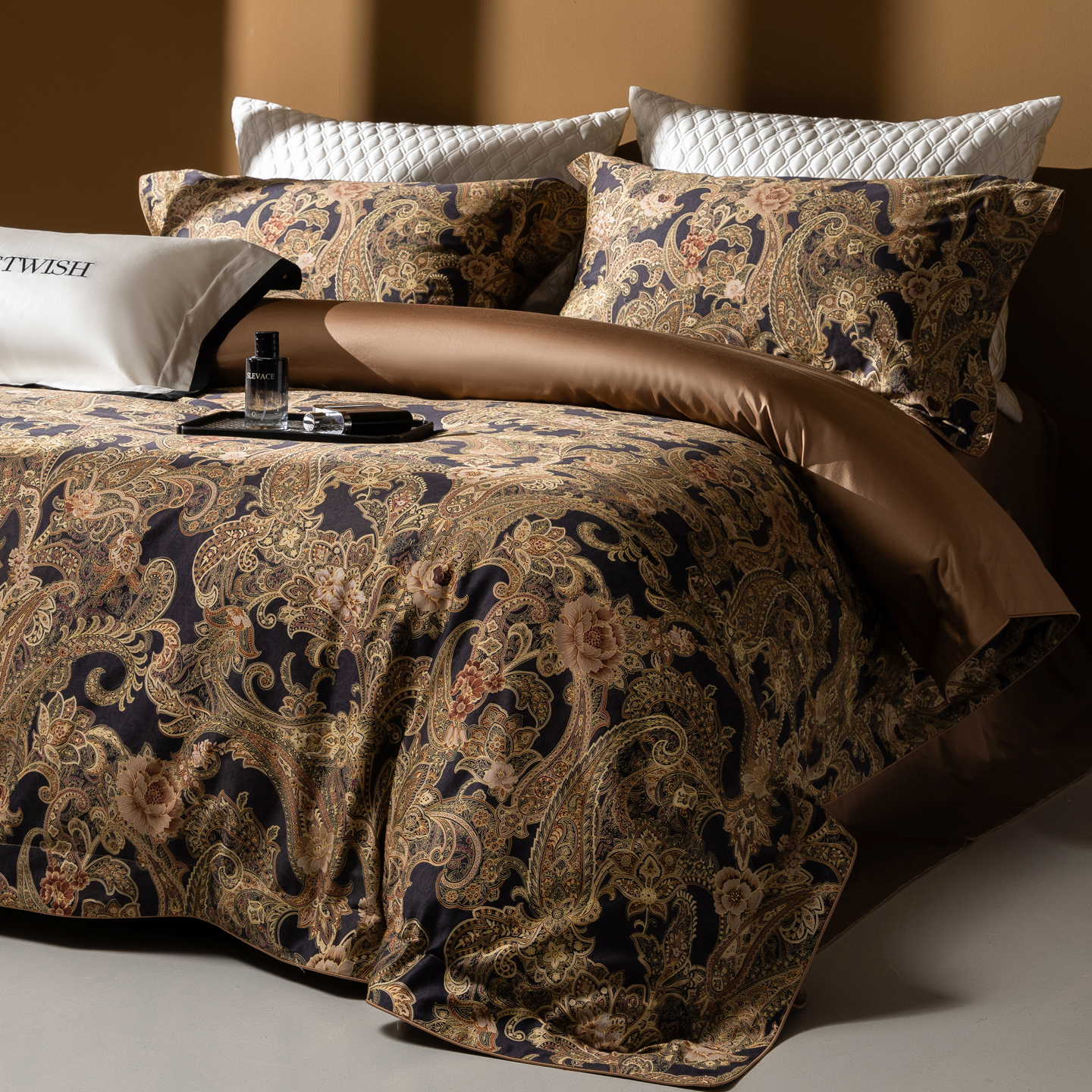 欧式轻奢120S长绒棉四件套宫廷风佩兹利被套床单纯棉高级复古床品