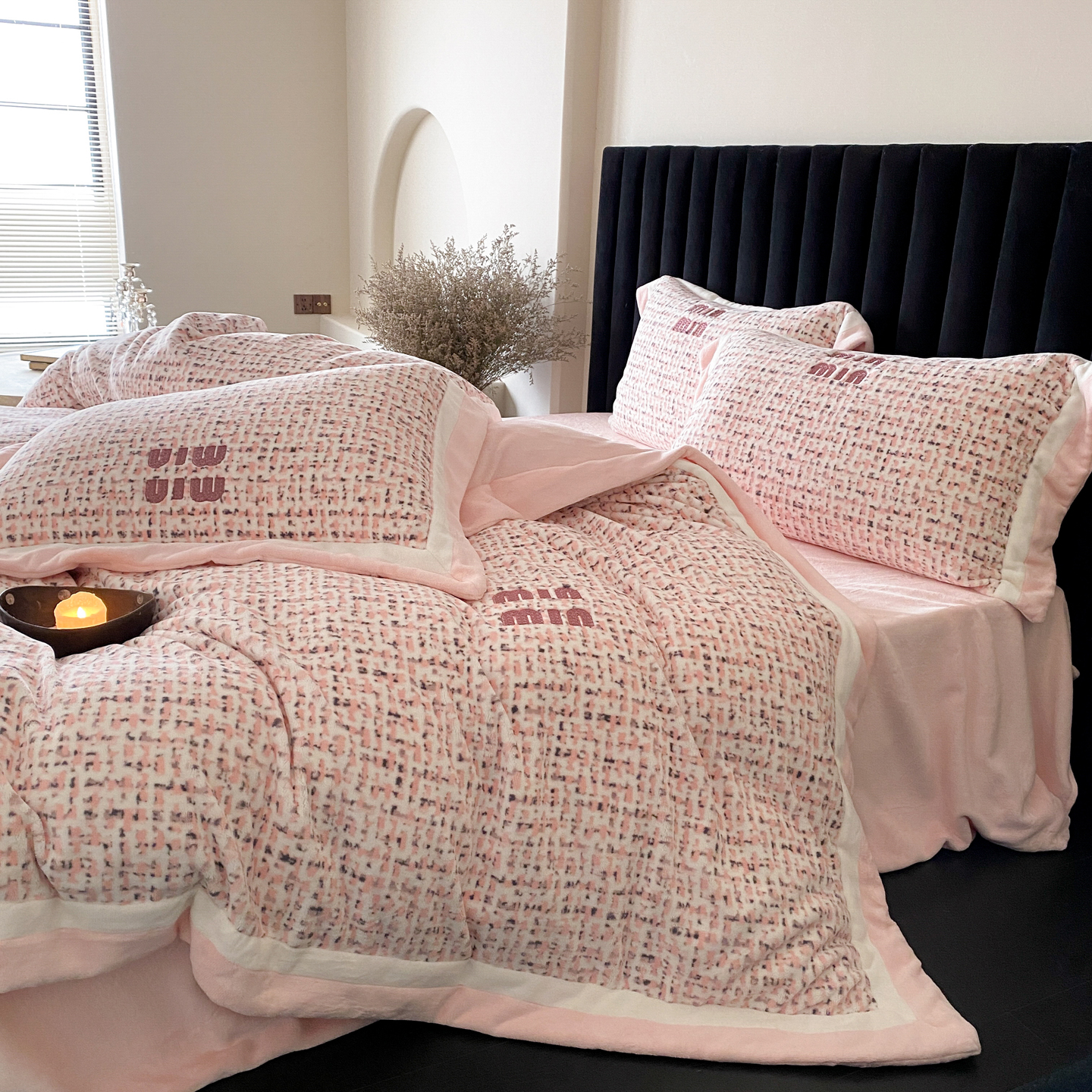 冬季法式小香风加厚牛奶绒四件套