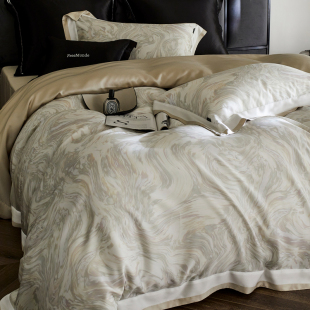 轻奢高级感80支天丝四件套夏季冰丝滑凉感被套床单简约风床品