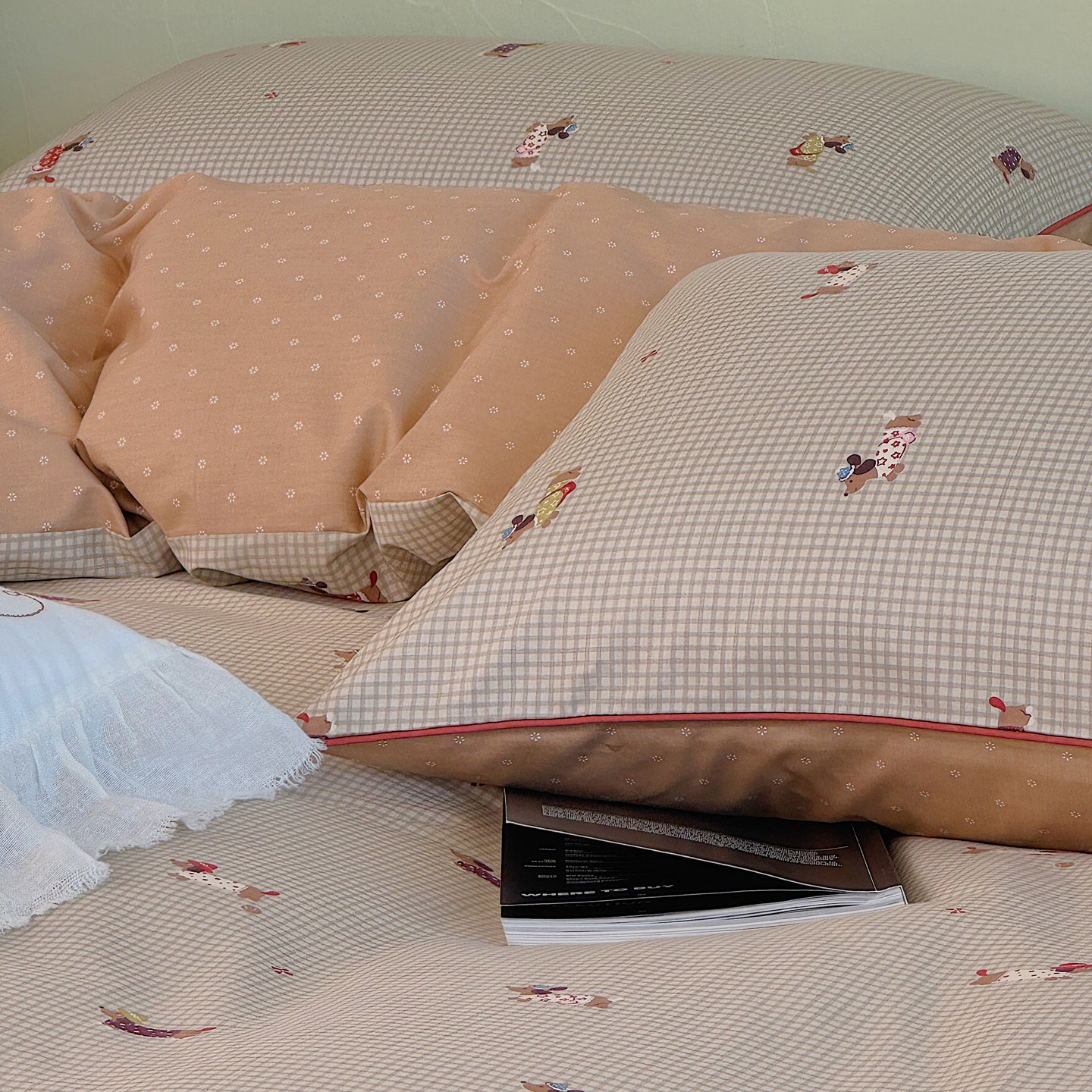 卡通腊肠狗纯棉四件套可爱儿童活性印花嵌绳被套床单全棉四季床品