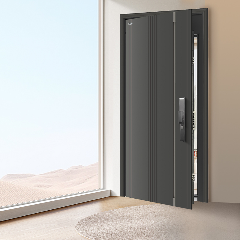 锌合金隐形合页不夹手加高防盗门