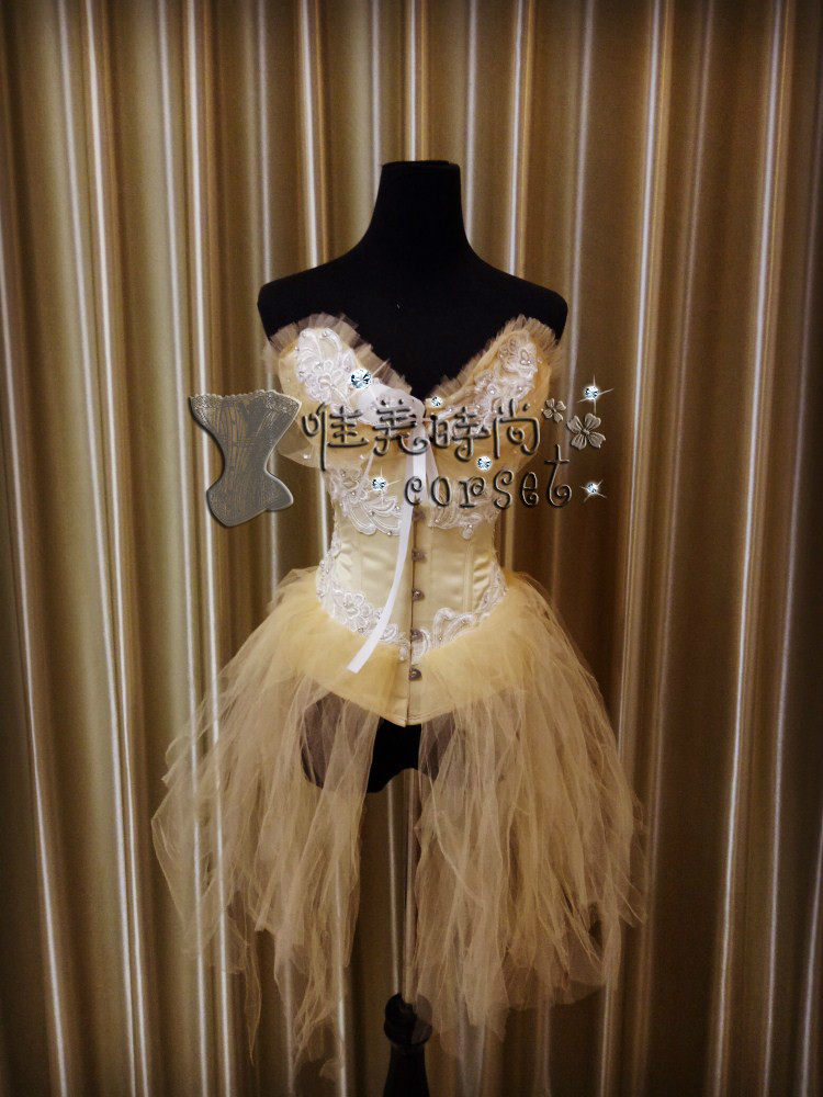 新款米色宫廷束身衣收腹塑身衣宫廷马甲钢骨corset塑身束身衣包邮