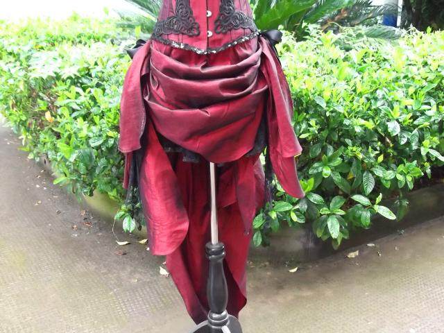 新款宫廷哥特式束身裙欧式复古半身裙女式长裙拖尾礼服裙红色女裙