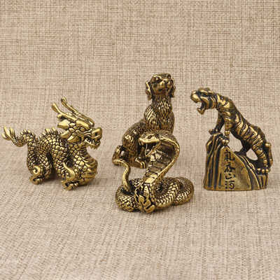 12属相虎兔鼠牛十二生肖摆件黄铜