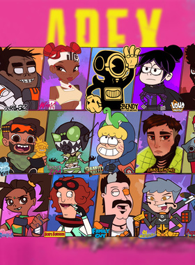 防水车贴apex英雄贴纸周边小水怪笔记本手机可爱印花人物Q版