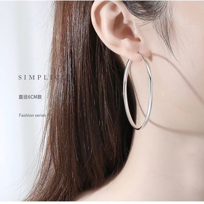 s999纯银耳环女韩版时尚气质夸张大圈圈耳环耳坠银针耳圈送闺蜜物