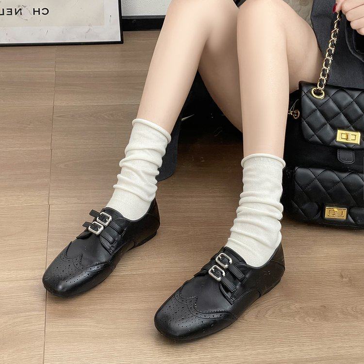 复古平底浅口单鞋女春2026新款百搭双扣乐福鞋女士上班软底小皮鞋,女鞋,深口单鞋,淘宝优惠券,粉丝福利购,淘宝优惠卷