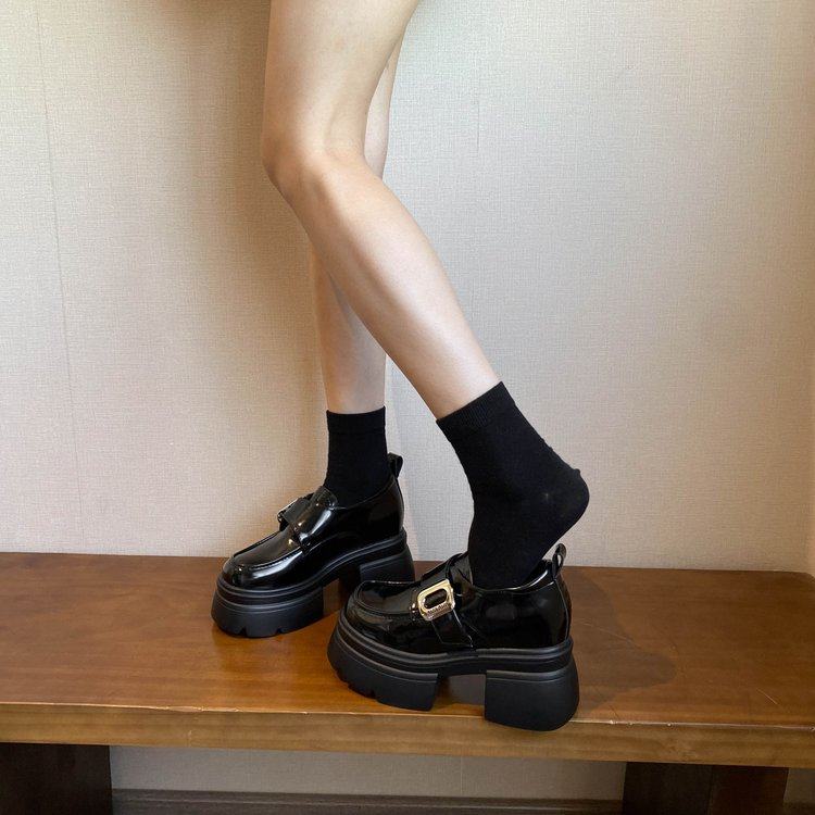 厚底粗高跟内增高小皮鞋女2026春秋新款复古jk英伦风圆头乐福单鞋,女鞋,深口单鞋,淘宝优惠券,粉丝福利购,淘宝优惠卷