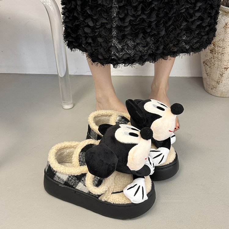 松糕底圆头舒适保暖外穿棉鞋潮