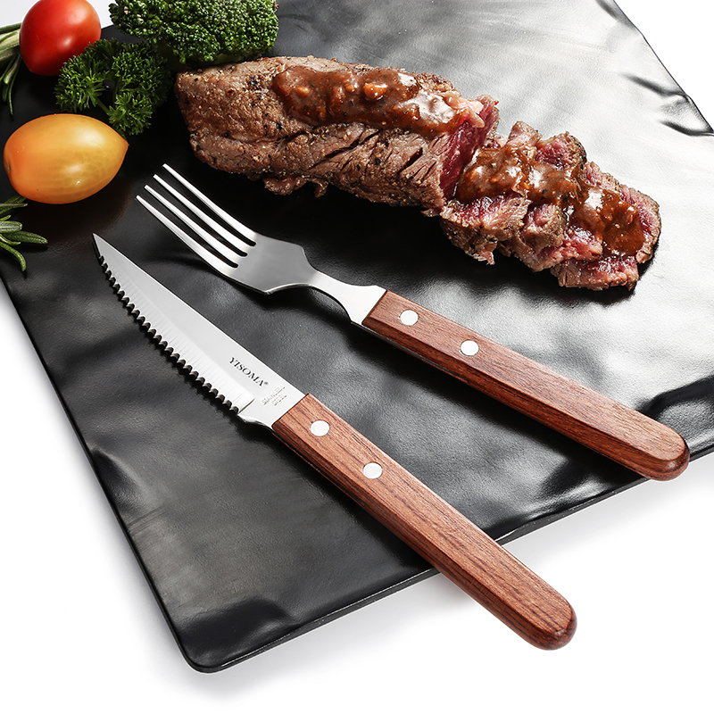 YISOMA不锈钢西餐刀叉组合牛排刀主餐刀餐叉套装汤勺咖啡勺花梨木