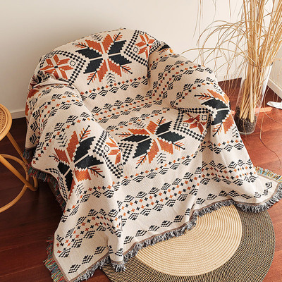跨境美式沙发巾盖毯乡村复古田园风沙发套罩椅子盖布一片式沙发垫