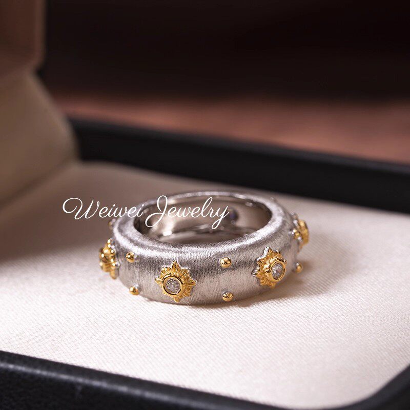 小众复古意大利精工拉丝工艺925银镀K金奢华宫廷立体雕雪花戒指,饰品/流行首饰/时尚饰品新,戒指/指环,淘宝优惠券,粉丝福利购,淘宝优惠卷