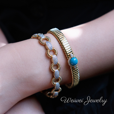 925银镶钻麻花满钻手链