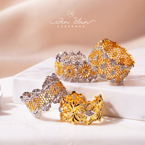 925银意大利拉丝蕾丝戒指