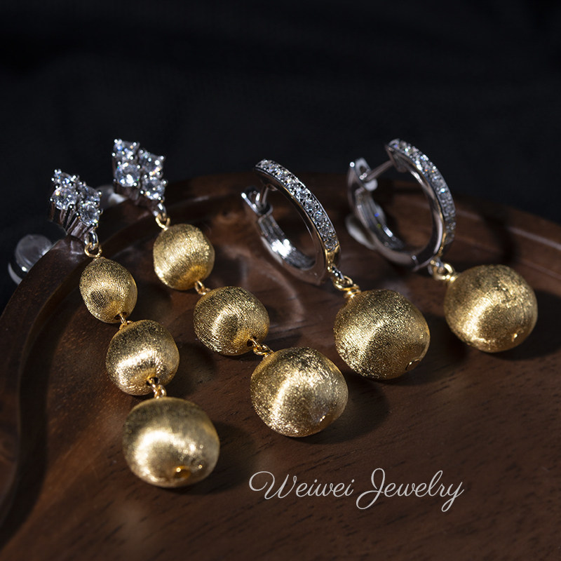 小众复古意大利工艺S925银镀金拉丝金豆豆耳环重工气质耳坠,饰品/流行首饰/时尚饰品新,银饰耳饰,淘宝优惠券,粉丝福利购,淘宝优惠卷