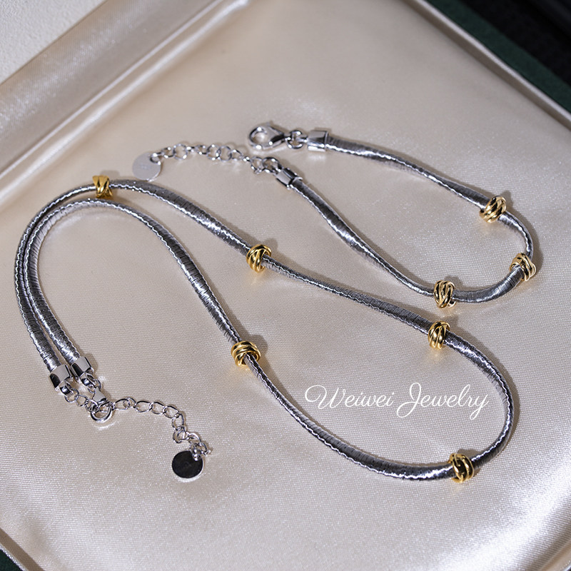 意大利进口S925银镀18K金金弦线扭扭绳结项链高级感颈链气质优雅,饰品/流行首饰/时尚饰品新,银饰项链,淘宝优惠券,粉丝福利购,淘宝优惠卷