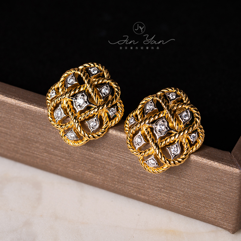 复古S925银锆石镂空星辰耳钉