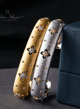 复古女S925银拉丝手镯