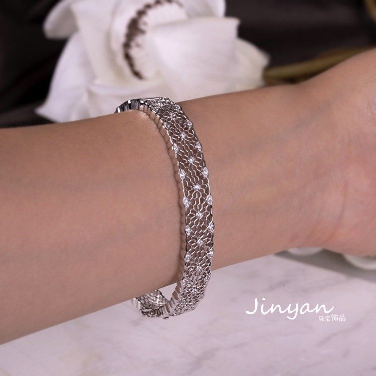 时尚轻奢意大利工艺s925银镀金织纹雕金蜂巢镂空花蕾丝镶钻手镯,饰品/流行首饰/时尚饰品新,银饰手镯,淘宝优惠券,粉丝福利购,淘宝优惠卷