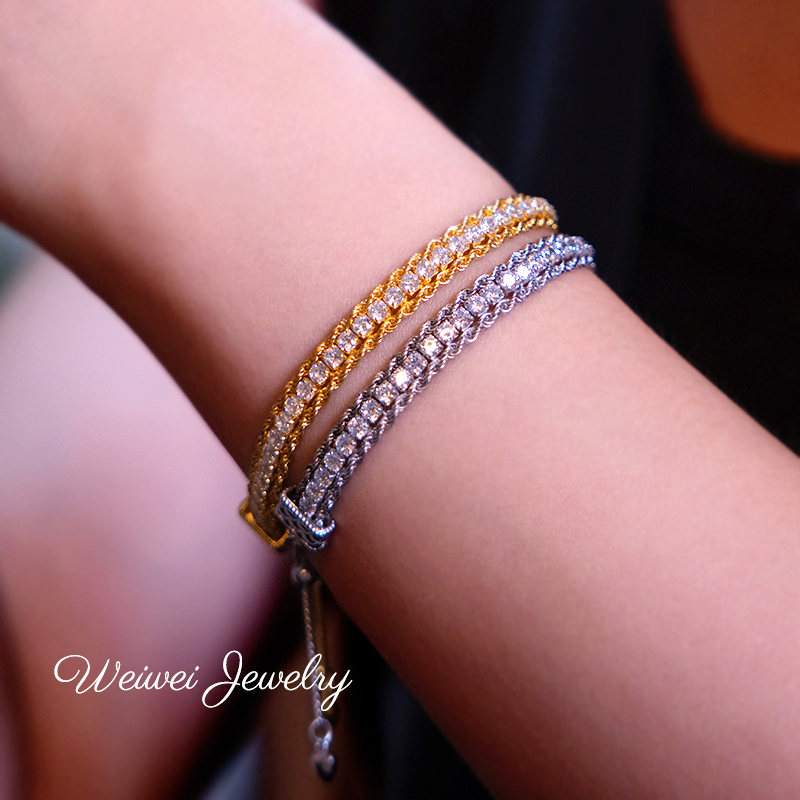 麻花钻石蕾丝手链S925银