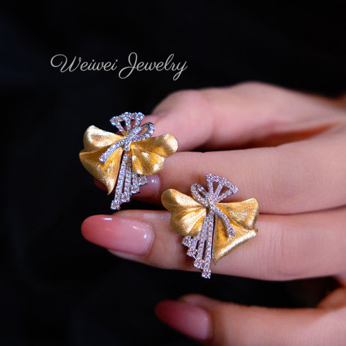 925银意大利拉丝蝴蝶结耳环