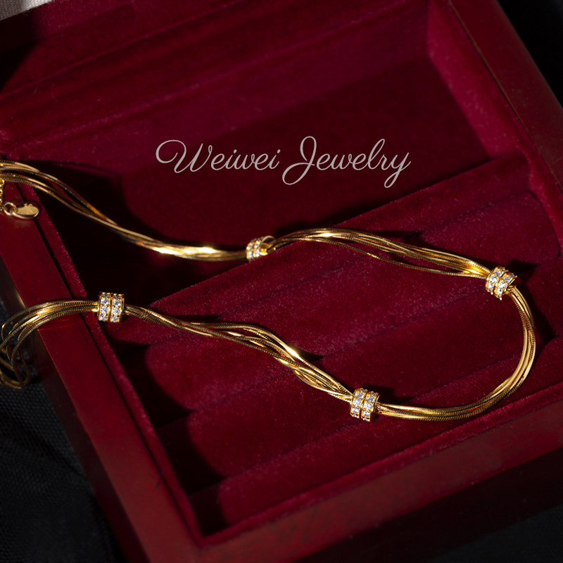 鎏光蛇骨链925银镀18K金意大利工艺镶钻跑环气质百搭锁骨链女,饰品/流行首饰/时尚饰品新,银饰项链,淘宝优惠券,粉丝福利购,淘宝优惠卷