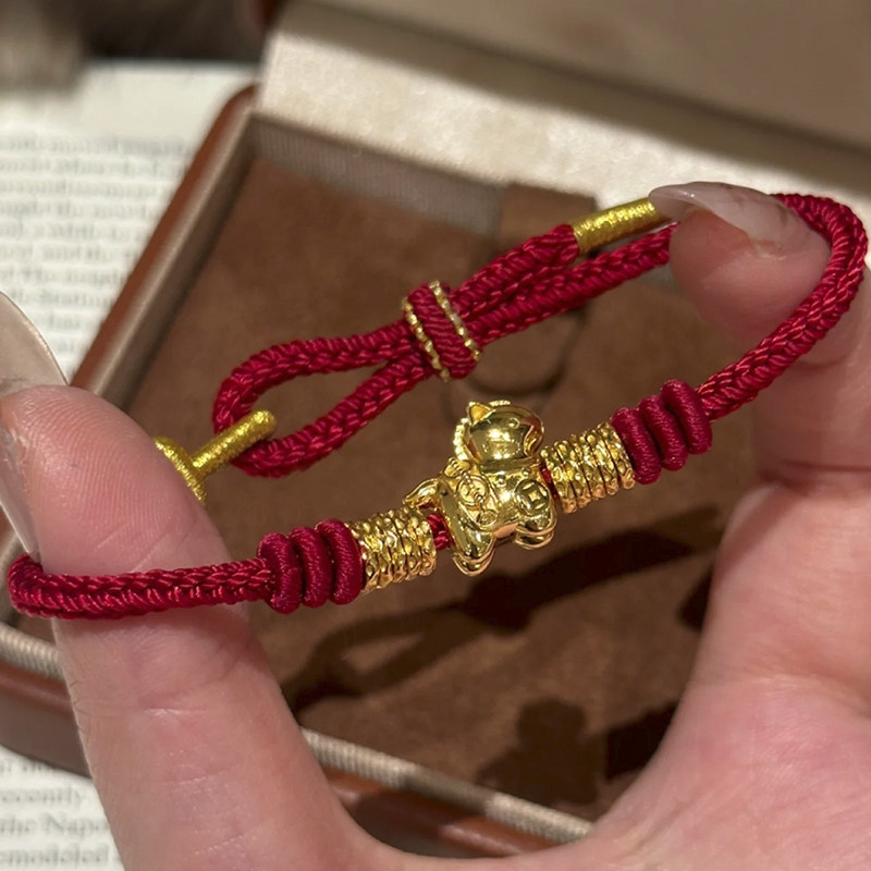 马上有钱 S925银镀18K金盘缠小马红绳复古新中式轻奢纯银手链,饰品/流行首饰/时尚饰品新,银饰手链,淘宝优惠券,粉丝福利购,淘宝优惠卷