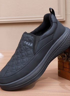 布瑞京26685低帮加绒男鞋中老年爸爸鞋老北京布鞋防滑冬季棉鞋