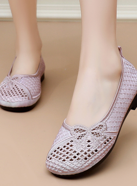 布瑞京68855夏季小单鞋网眼透气浅口老北京布鞋中老年女鞋