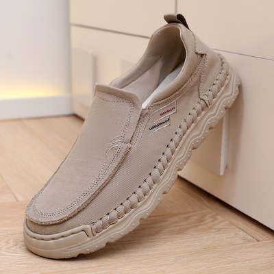 布瑞京31189轻便舒适一脚蹬懒人鞋休闲透气软底男鞋布鞋子板鞋