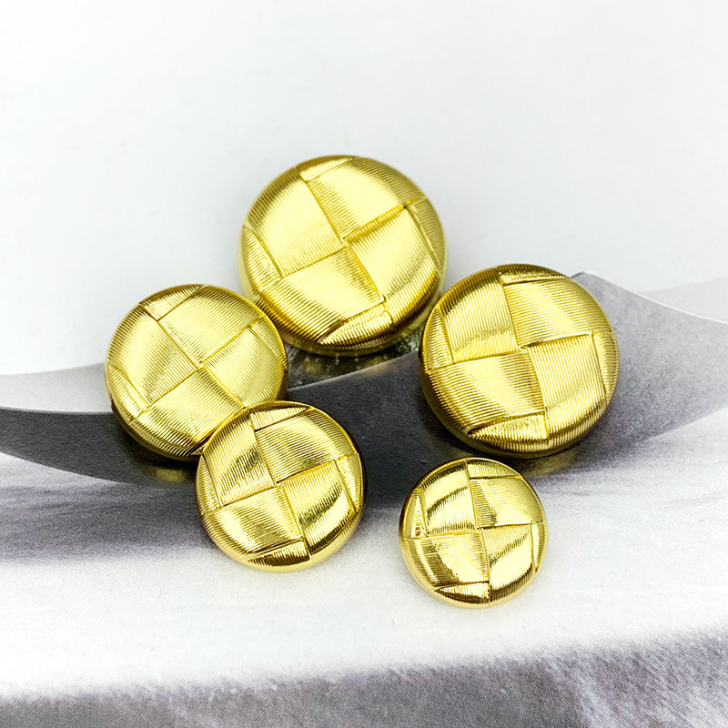 新款编织格子金色金属纽扣 大牌貂皮外套衣服手缝扣外贸装饰纽