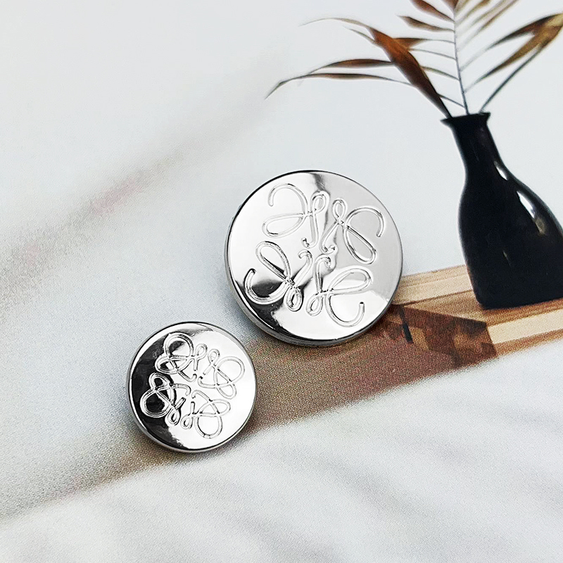 12/15/18/20/22mm 精致浮雕月饼纽扣 银色金属纽扣 开衫外套扣子