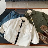 宝宝衬衣小童时髦外套 男女童2026春秋装 儿童潮范纯色休闲长袖 衬衫