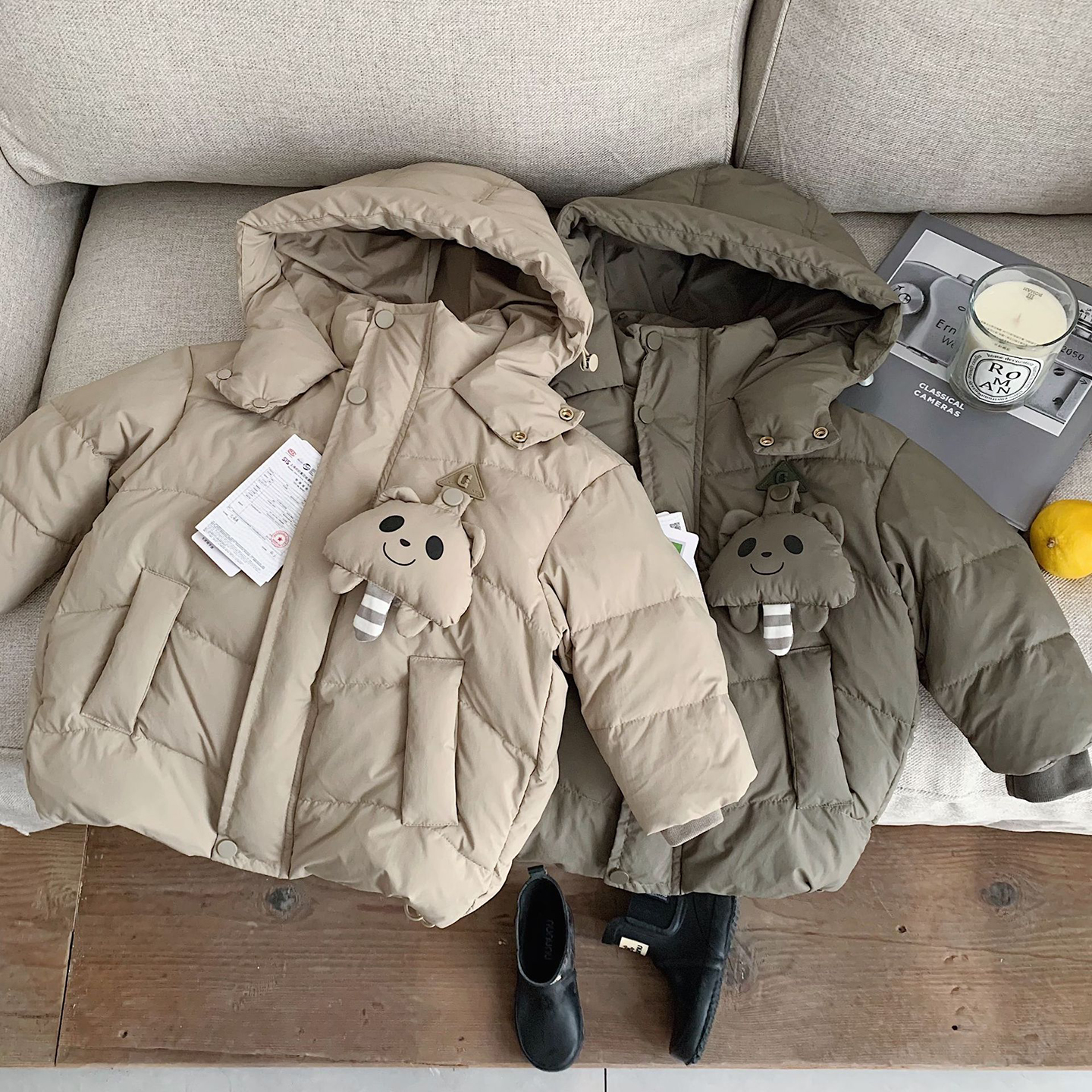 小童卡通中长款连帽羽绒服男女童2025冬装宝宝棉衣服儿童加厚外套