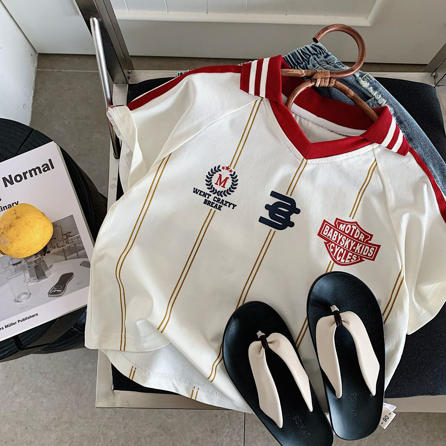 小童个性双领短袖T恤男女童2026夏装宝宝休闲半袖上衣3儿童体恤衫