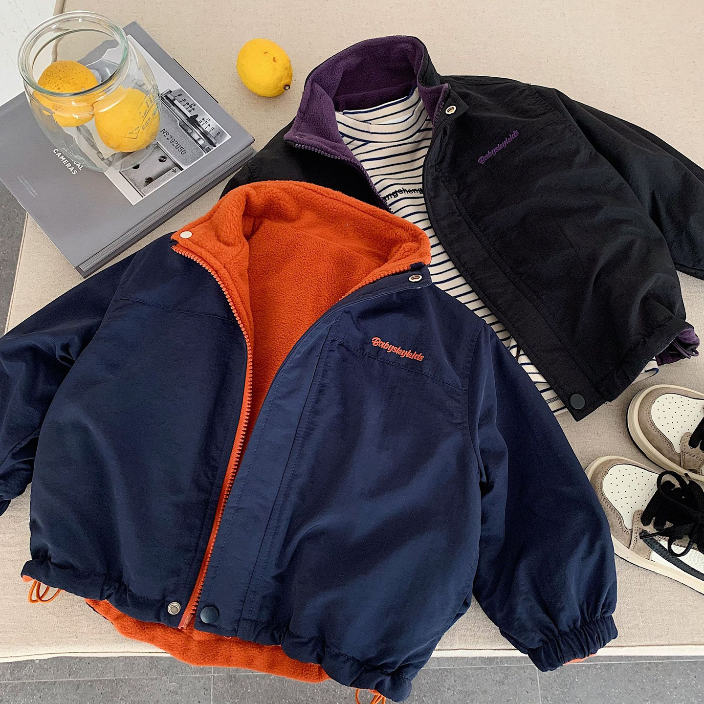 小童摇粒绒两面穿加厚外套